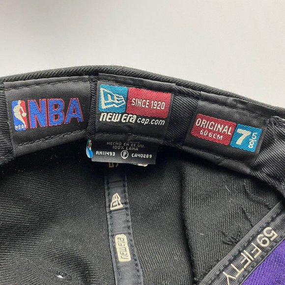 VTG New Era 59Fifty Sacramento Kings Fitted Hat Cap 7 5/8 Black Wool USA Made - Picture 7 of 10